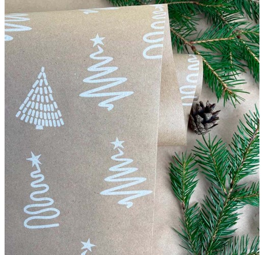 Kraft Paper with Pattern Christmas Tree White